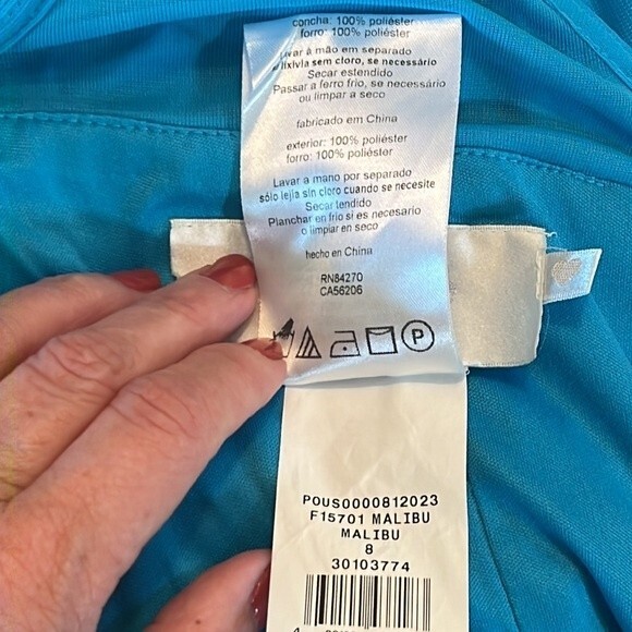 DAVID’S BRIDAL | Malibu Cocktail Dress with Mesh Top & Deep V Back Zip | Size 8 - Picture 9 of 9